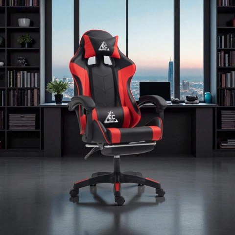 Fotel gamingowy obrotowy z podnóżkiem EC GAMING masażer KO24CZE