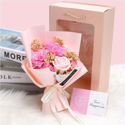 Bukiet zapachowych kwiatów mydlanych w pudełku 6 szt. flower box BUK09R