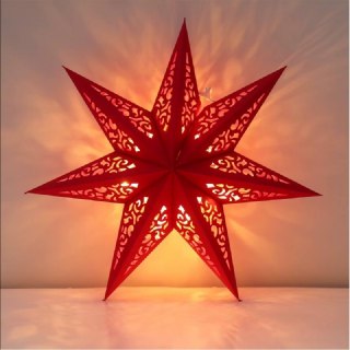 DUŻA GWIAZDA PAPIEROWA ŚWIĄTECZNA AŻUROWA welurowa bordowa 45 cm WITRAŻ 3D WG19