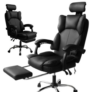 Fotel biurowy obrotowy Titan z podnóżkiem - czarny MATERIAŁ KO49CZ