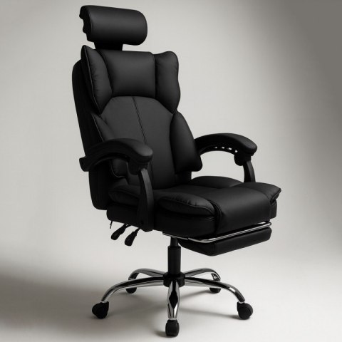 Fotel biurowy obrotowy Titan z podnóżkiem - czarny MATERIAŁ KO49CZ