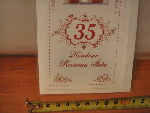 Karnet dł ROCZNICA ŚLUBU ''35'' KORALOWA