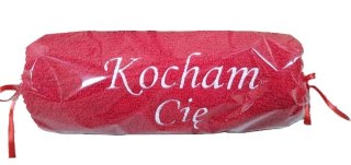 Ręcznik 50x100cm cukierek czerwony KOCHAM CIĘ