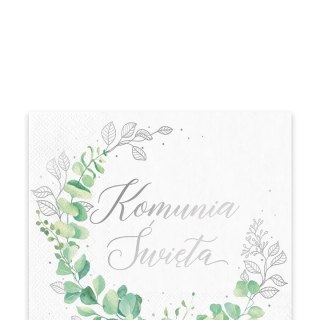 Serwetki komunijne Komunia Święta Eukaliptus srebrny 10szt. 131879