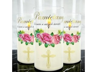 Świeczka led w obudowie z płomieniem - 12,5cm "Pamiętamy Na zawsze w naszych sercach"41504