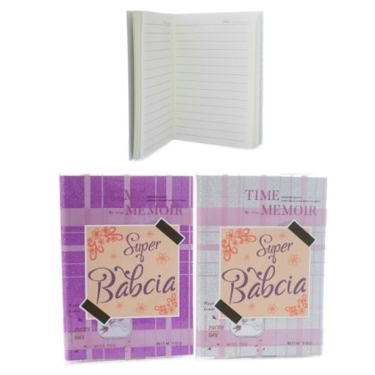 Notes A6 z brokatem napisem "Super Babcia"