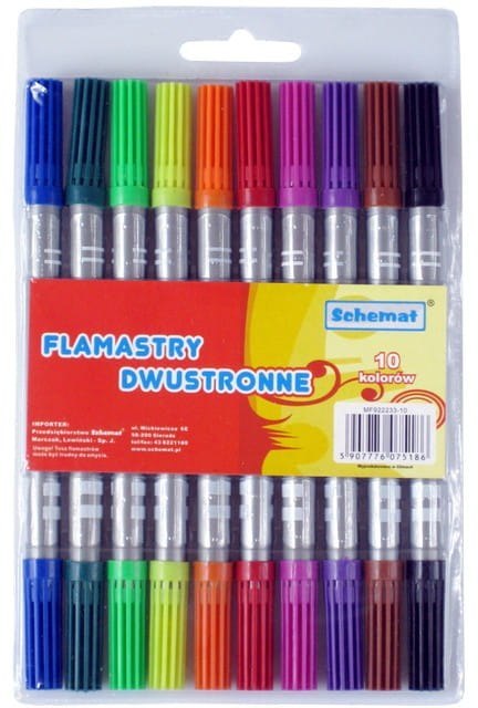 Flamastry dwustronne 10 kolorów 5186