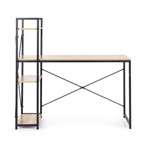 Loftowe biurko komputerowe z regałem, półkami, 120 x 60cm, czarne STL24JBR