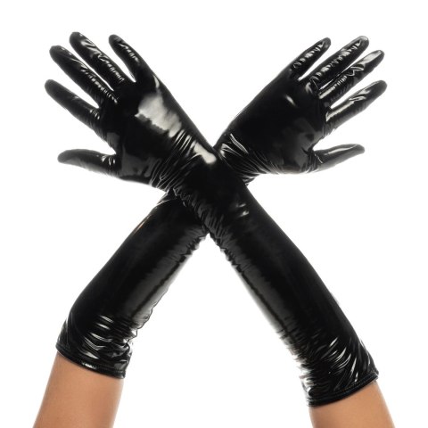 Cruella Rękawiczki Winylowe High Gloss L/XL Czarny Połysk Regulowane
