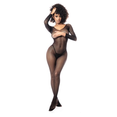 Leg Avenue Bodystocking z Długim Rękawem Czarny Uniwersalny Rozmiar