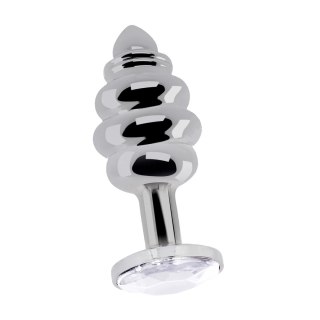 Diogol Ribbed Diamond Silver Plug 2.8x7cm z akcentem szklanym