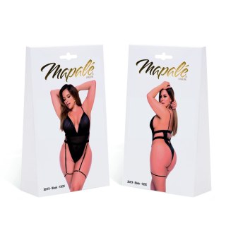 Mapale Bodysuit 1X/2X Czarny z Paskami i Akcentami Skoropodobnymi