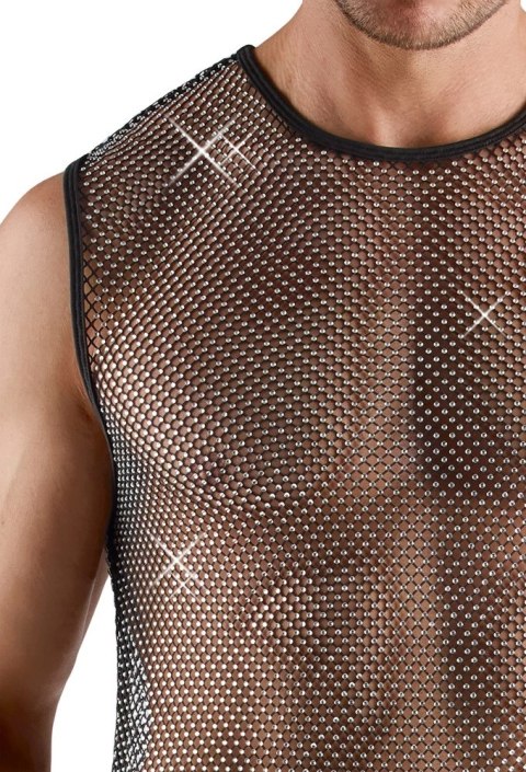 Svenjoyment Net Shirt S Czarna Koszulka Bez Rękawow z Ozdobnymi Kryształkami