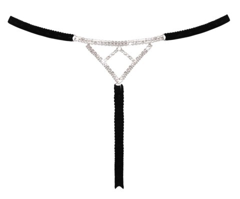 Cottelli LINGERIE String S-L z kryształkami, czarny, regulowany