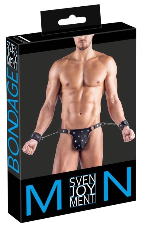 Svenjoyment Bondage Męskie Stringi z Kajdankami, Czarny, Rozmiar M