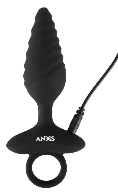 ANOS Plug Twisted Flexible silikonowy wibrujący, czarny 14,8 cm
