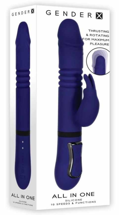 Evolved All in One Rabbit - wielofunkcyjny masażer Royal Blue, wodoodporny