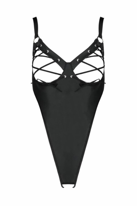 Passion Celine Body Czarny - imitacja skory, regulowane paski