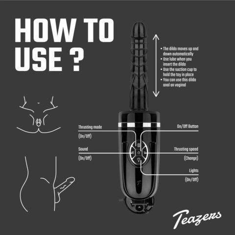 Teazers Thrusting Silicone - Model z Funkcją Wibracji i Ruchu, Czarny