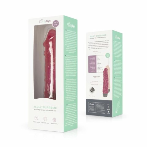 Jelly Supreme Wibrator Anatomiczny Rożowy z Brokatem 21 cm