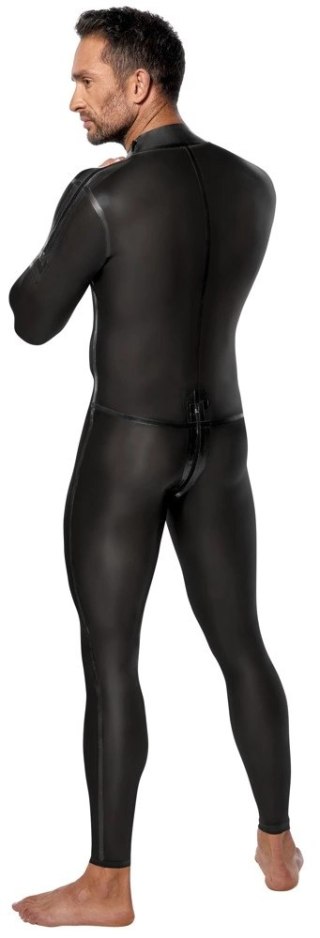 LateX Kombinezon Męski XL Czarny z Długimi Rękawami i Zamkami