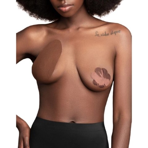 Bye Bra Plastry Podnoszące D/F + 3 Pary Satynowych Brązowych Miseczek