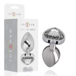 Intense Aluminium Plug S z Białym Kryształem - Rozmiar S, 7 cm