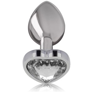 Intense Aluminium Plug S z Białym Kryształem - Rozmiar S, 7 cm