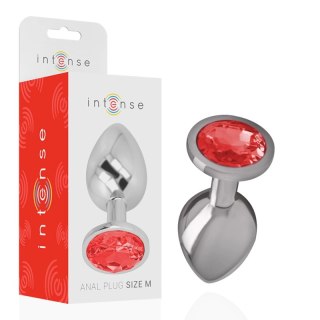Intense Metalowy Korek z Czerwonym Kryształem Rozmiar M 8cm 3,3cm