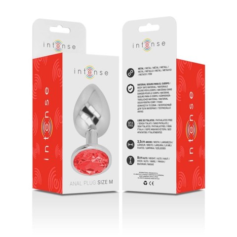 Intense Metalowy Korek z Czerwonym Kryształem Rozmiar M 8cm 3,3cm