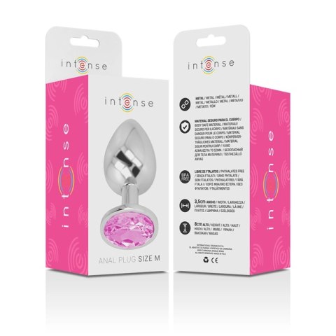 Intense Plug Metalowy z Rożowym Kryształem Rozmiar M Elegancki Design