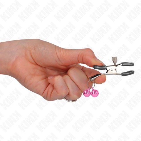 KINK Zacisk Podwojny na Sutki Rożowy 6 cm - Regulowany, Metalowo-Silikonowy