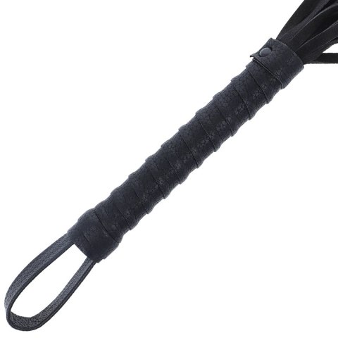 Darkness Czarny Bicz Bondage z Skorzaną Rączką - Model Premium