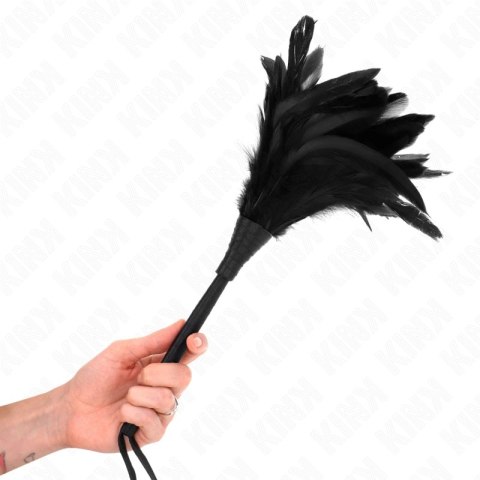 KINK Czarna Rozga z Piorami 36 cm - Model Anatomiczny, Lekka Konstrukcja