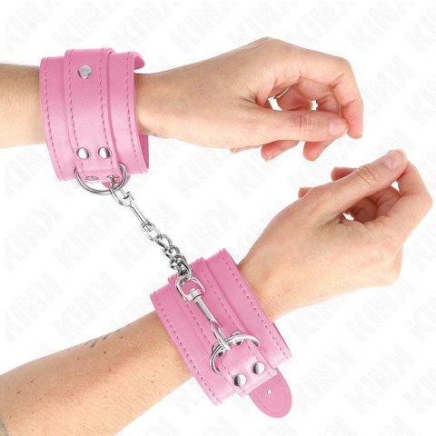 KINK Rożowe Zapinane Opaski na Nadgarstki Regulowane 20-23x5,5cm