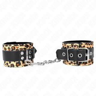 KINK Skorzane Opaski na Nadgarstki Leopard Regulowane 18-29 cm
