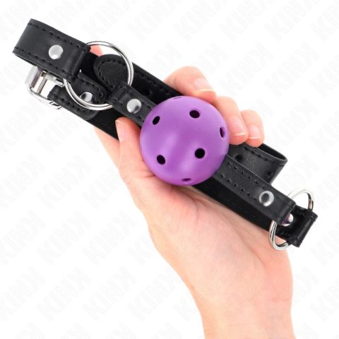 KINK Fioletowa Piłka Twarda 4,5 cm - Pasek 63,5 x 2 cm, Model Regulowany