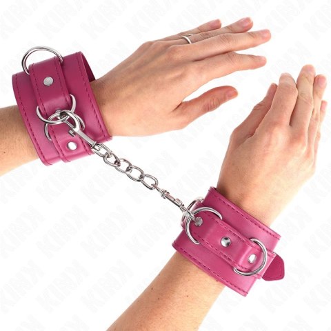 KINK Opaski na Nadgarstki D-Ring Rożowe 3 Zapięcia 17,5-25x6 cm