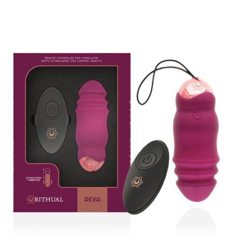 Rithual Reva Egg - Sterowana Maszyna Intymna z Funkcją Wibracji i Ruchu Up&Down, silikon, pilot, USB, fiolet