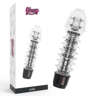 Glossy Axel Black - wibrujący system intymny TPE 14 cm wodoodporny