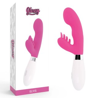 Glossy Elvi Rożowy masażer silikonowy 10 trybow, 12 cm, 2 silniki
