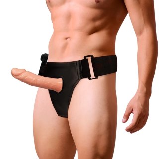 Harness Attraction Benny Hollow System z Wibratorem 15 cm beżowy