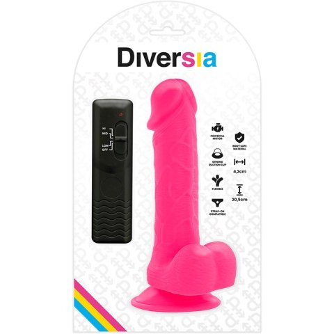 Diversia Elastyczny Model Wibrujący Rożowy 20,5 cm z Przyssawką