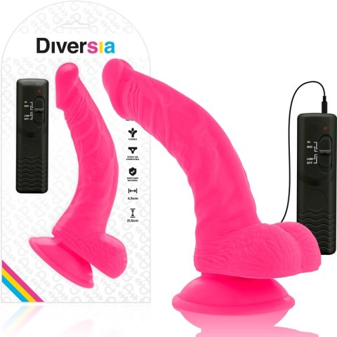 Diversia Wibrujący Model Elastyczny Rożowy 21,5 cm - Przyssawka, Pilot