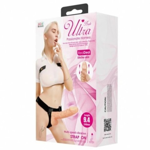 Baile Ultra System Intymny z Wibracją 24 cm Naturalny, Regulowane Szelki