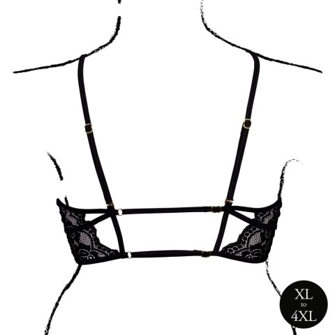 Obsessive Open Cup Triangle Bra Plus Size czarny koronkowy XL-4XL