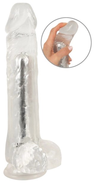 Crystal Clear Vibrator 24,5 cm - transparentny, 10 trybow wibracji, ładowalny