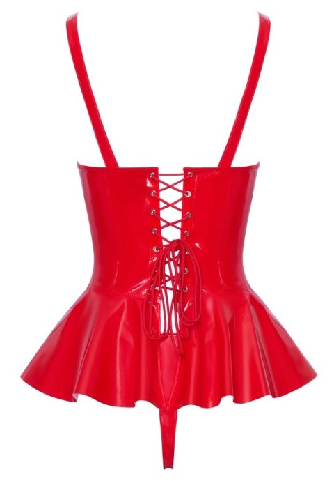 Black Level Komplet Winylowy Czerwony Top i Stringi XL Regulacja