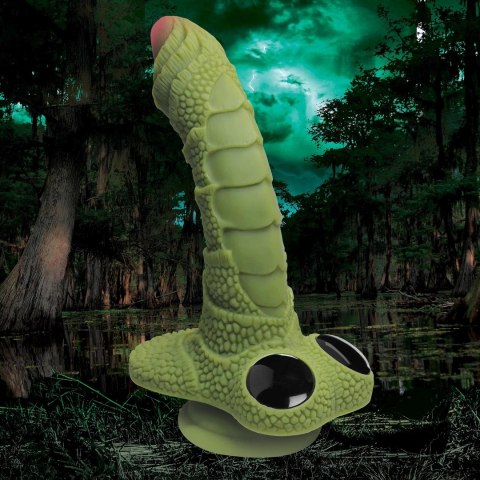 XR Brands Creature Cocks Silikonowy Model Fantazyjny Zielony z Oczami