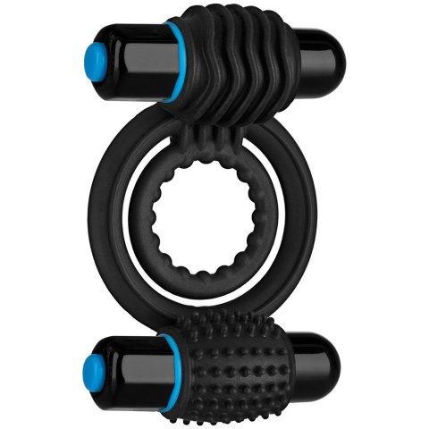 Doc Johnson Double Vibrating Ring czarny - silikonowy system z podwojną wibracją